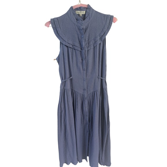 Pamela Love Periwinkle Eyelet Dress Sleeveless Button Front L Retail $425 - Picture 2 of 6